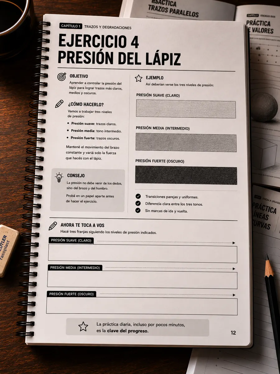 Página impresa de presión del lápiz